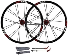 SJHFG Mountain Bike Wheel Wheelset 26Inch Bike Wheelset, Quick Release Disc Brake Mountain Cycling Wheels Hole Disc for 7 8 9 10 Speed Double Wall MTB Rim road Wheel (Color : Red, Size : 26inch)