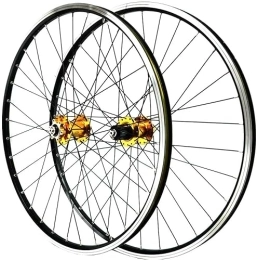 SJHFG Mountain Bike Wheel Wheelset 26Inch MTB Double Wall Alloy Rims, 32H Disc / V Brake QR Sealed Bearing Hubs 7 / 8 / 9 / 10 / 11 Speed Cassette 32H Mountain Bike Wheelset road Wheel (Color : Yellow, Size : 26inch)