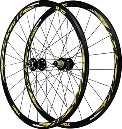 SJHFG Mountain Bike Wheel Wheelset 29in Bike Wheelset, Double Wall MTB Rim aluminum alloy 24 Holes Quick Release Hub V / C Brake Disc Brake Wheel 700C Road Bike Wheels road Wheel (Color : Black yellow, Size : 700c)