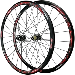 SJHFG Spares Wheelset 700c Cycling Wheelsets, Double Wall MTB Rim Off-Road Road Wheels Disc Brake V Brake C Brake Road Bike Wheel Set road Wheel (Color : Balck Red, Size : 700C)