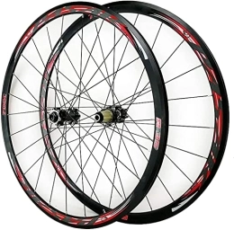 SJHFG Mountain Bike Wheel Wheelset 700C Disc Brake Road Bike Wheelset, 15mm Thru Axle Cyclocross Road Mountain Bike Front + Rear Wheel V / C Brake 7 / 8 / 9 / 10 / 11 / 12 Speed road Wheel (Color : Red, Size : 700c)