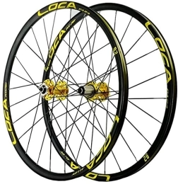 SJHFG Mountain Bike Wheel Wheelset 700c Mountain Bike Wheelset, 26 / 27.5 / 29in QR Front Rear Wheel 24H Alloy Rim Sealed Bearing 8-12 Speed Cassette Hub Disc Brake road Wheel (Color : Yellow, Size : 26")