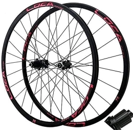 SJHFG Mountain Bike Wheel Wheelset Bike Wheel Tyres Spokes Rim 26 / 27.5 / 29in Double Walled MTB Rim Alloy Bicycle Wheels Cassette hub 24 Holes 7-12 Speed disc Brake road Wheel (Color : Red, Size : 26inch)
