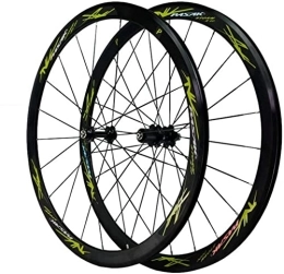 SJHFG Spares Wheelset Cycling Wheels 700c, Aluminum Alloy 24 Holes Double Wall MTB Rim C Brake V Brake 7 / 8 / 9 / 10 / 11 / 12 Speed Wheel Bike Wheelset road Wheel (Color : Green, Size : 700C)