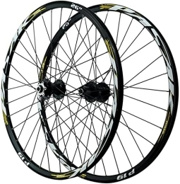 SJHFG Mountain Bike Wheel Wheelset Hybrid / Mountain Bike Wheelset 26 / 27.5 / 29", Quick Release 32H Disc Brake Double Walled Aluminum Wheels for 7 8 9 10 11 12 Speed road Wheel (Color : Gold, Size : 26")