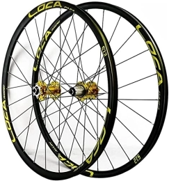 SJHFG Mountain Bike Wheel Wheelset Mountain Bike Wheelset 26 / 27.5 / 29", Front and Rear Double-Walled Aluminum Rim Quick Release Disc Brake 24H 7 8 9 10 11 12 Speed road Wheel (Color : Gold-1, Size : 27.5")
