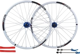 SJHFG Spares Wheelset Mountain Bike Wheelset 26", 32H Double Wall Alloy Rims Disc Brake Cassette Fiywheel Hub QR 7 / 8 / 9 / 10 Speed Bike Front and Rear Wheels road Wheel (Color : White, Size : 26inch)