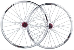 SJHFG Spares Wheelset MTB Bike Wheelset 26Inch, 32H Bicycle Front Rear Wheel Double Wall Alloy Rims Cassette Fiywheel Hub Disc / V Brake 7 / 8 / 9 / 10 Speed road Wheel (Color : White, Size : 26inch)