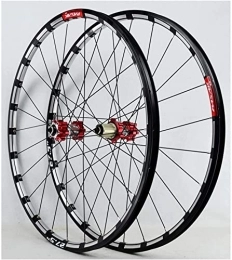 SJHFG Mountain Bike Wheel Wheelset MTB Front and Rear Wheel Cassette Wheelset Aluminum Double Wall Disc Brake QR 24H 7 / 8 / 9 / 10 / 11 / 12 Speed Freewheel road Wheel (Color : Red, Size : 27.5")
