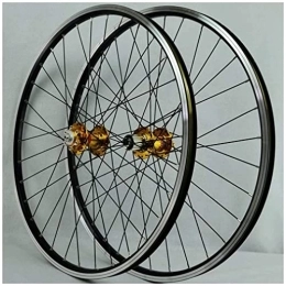 SJHFG Mountain Bike Wheel Wheelset MTB Wheelset 26In Mountain Bike Wheel 32H Double Layer Alloy Rim QR Disc / Rim Brake 7-11speed Cassette Hubs Sealed Bearing road Wheel (Color : Gold Hub, Size : 26inch)