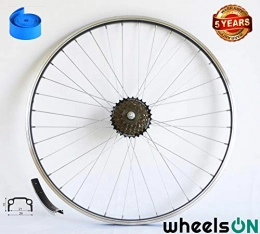 wheelsON Spares WheelsON 700c 28 Rear Wheel + 6 spd Shimano Freewheel Hybrid / Mountain Bike Black 36H