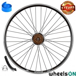wheelsON Spares wheelsON 700c 28" Rear Wheel + 7 spd Shimano Freewheel Hybrid / Mountain Bike Black 36H * 5 Years Warranty*