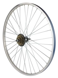wheelsON Spares wheelsON 700c 28" Rear Wheel + 7 speed Freewheel Mountain Bike Silver 36H Single wall Rim Brake