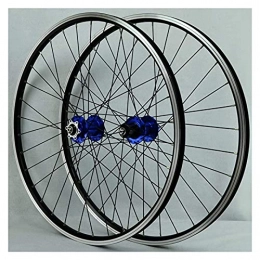 XCZZYC Mountain Bike Wheel XCZZYC Mtb Wheelset 26 Inch, Double Wall Aluminum Alloy QR Disc / V-Brake Cycling Bicycle Wheels 32 Hole Rim 7 / 8 / 9 / 10 / 11 Speed Cassette (Color : Blue hub)