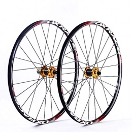 XCZZYC Mountain Bike Wheel XCZZYC Racing Bike Wheelset For 26 27.5 29 Inch Double Wall MTB Rim Carbon Drum Disc Brake Quick Release Mountain Bike Wheels 24H 7 8 9 10 Speed (Color : Gold, Size : 26inch)