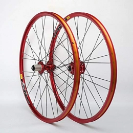 Xiami Spares Xiami 26 Inch Mountain Bike Wheelset Disc Brake Aluminum Alloy Red Rim 11-speed Bearing Red Hub Quick Release (Front Wheel+Rear Wheel) (Size : 26")