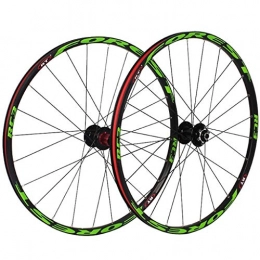 Xiami Spares Xiami Mountain Bike Wheel Set 120 Sounds Ultralight 5 Bearing 26" / 27.5" Bicycle Wheelsets Disc Brake Quick Release Black Hub+Black Rim+Black Spokes+Green Pattern(Front Wheel+Rear Wheel) (Size : 26")