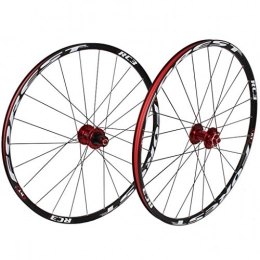 Xiami Spares Xiami Mountain Bike Wheel Set 120 Sounds Ultralight 5 Bearing 26" / 27.5" Bicycle Wheelsets Disc Brake Quick Release Red Hub+Black Rim+Black Spokes+White Pattern(Front Wheel+Rear Wheel) (Size : 27.5")