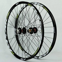 Xiami Spares Xiami Mountain Bike Wheel Set 26 / 27.5 / 29 Inch Aluminum Alloy Rim 32H Disc Brake Quick Release Cassette Freewheel NOVATEC Black Hub+Green Sign(Front Wheel+Rear Wheel) (Size : 27.5")