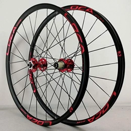 Xiami Mountain Bike Wheel Xiami Mountain Bike Wheel Set 26" / 27.5" Aluminum Alloy Sandblasting Anode Rim Six-claw 8-12 Speed 24 Article Flat Spokes Disc Brake Red Hub+Red Trademark Quick Release (Front+Rear Wheels)