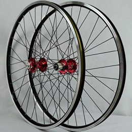 Xiami Spares Xiami Mountain Bike Wheel Set 26" Aluminum Alloy Disc V Brake Rim 7-11 Speed 32 Holes Novatec Front 2 Rear 4 Bearing Hub Quick Release (A Pair Of Wheels) (Color : Red, Size : 26")