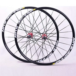 Xiami Spares Xiami Mountain Bike Wheels 26 / 27.5 / 29 Inch Disc Brake Aluminum Alloy Rim 24H Flat Spokes Carbon Fiber Tube Red Hub For Cassette Freewheel Quick Release(Front+Rear Wheel) (Size : 26")