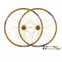 Xiami Spares Xiami Mountain Bike Wheelset Front And Rear Wheel Set 26" Disc Brake Quick Release Bicycle Wheel Aluminum Alloy Wheel Suitable For 26 * 1.35-2.125 Inch Tires (Color : Gold)