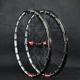 Xiami Spares Xiami Quick Release Mountain Bike Wheel Set Straight-pull 24-hole 4 Bearing Disc Brake 26" / 27.5" 3-sides CNC Aluminum Rim Black+Red Hub Drum(A Pair Wheels) (Size : 26")