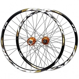 XWSM Mountain Bike Wheel XWSM 26 27.5 29 Inch Mountain Bike Wheelset, MTB Bicycle Wheelset Front Rear Wheel Quick Release Disc Brake Double Wall Rim 32H 7 8 9 10 11 Speed 2200g / pair (Color : Gold, Size : 27.5in)