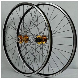YSHUAI 26 Inch Front Bicycle Wheel MTB Bike Wheelset Rear Mountain Bike Wheelset Double Wall Aluminum Alloy Disc/V-Brake Cycling Bicycle Wheels 32 Hole Rim 7/8/9/10 Cassette Wheels,Yellow