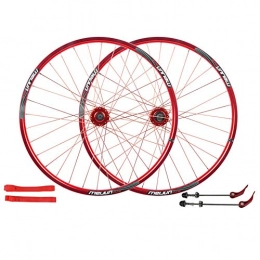 YSHUAI Spares YSHUAI Bicycle Wheel Double Alloy Rim Q / R MTB 7 8 9 10 Speed Bike Wheelset 32H Front Bicycle Wheel MTB Bike Wheelset Rear, Red