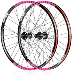YSHUAI Spares YSHUAI Bicycle Wheelset 26 27.5 Inch MTB Bike Wheels Double Wall Alloy Rim 23mm Cassette Hub Sealed Bearing Disc Brake QR 8-11 Speed 1850g 32H, Black Pink, 26inch