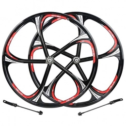 YSHUAI Spares YSHUAI Bike Wheels, Bicycle Rim (Front&Rear), Bike Cycling Wheels, 26" MTB Bike Mag Wheel Set, 6-Spoke Rims Disc Brake 7 / 8 / 9 / 10 Speed Gear Axles Accessory