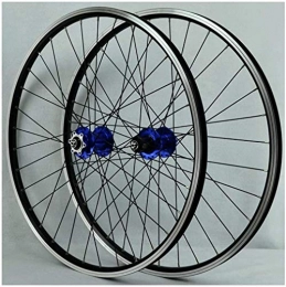 YSHUAI Spares YSHUAI MTB Bike Wheel 26 Inch Bicycle Wheelset Double Wall Alloy Rim Cassette Hub Sealed Bearing Disc / V Brake QR 7-12 Speed, Blue hub