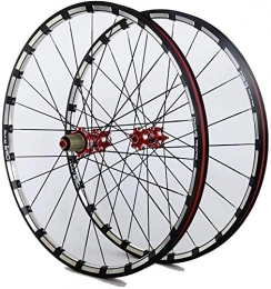 YSHUAI Spares YSHUAI MTB Bike Wheel For 26 27.5 29 Inch Bicycle Front Rear Wheelset Double Layer Alloy Rim 7 Palin Bearing Disc Brake QR 7-11 Speed 24H 1742g, Red Hub, 29inch