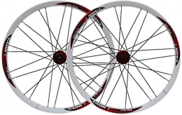 YSHUAI Mountain Bike Wheel YSHUAI wheel 26"Bicycle Wheel Set MTB Double Wall Rim disc brake 7-11 speed tires 1.5-2.1" sealed bearings Hub 28H Quick Release 6 colors, White red