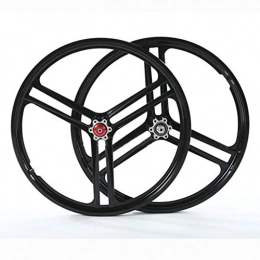 Yuanfang Mountain Bike Wheel Yuanfang Magnesium Titanium Alloy Wheel Sets 20" Disc Brake 3-Blade Integrated Wheel For Mountain Bike Folding Bike Modification Multiple Colour (Front Wheel + Rear Wheel) (Color : Black)