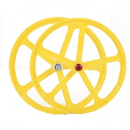 Yuanfang Spares Yuanfang Magnesium Titanium Alloy Wheel Sets 20" Disc Brake 5-Blade Integrated Wheel For Folding Mountain Bike Modification Quick Release Cassette Spinning Flywheel Yellow (Front & Rear Pair Wheels)