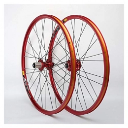 Yuanfang Spares Yuanfang NUE 26 Inch Mountain Bike Wheelset Disc Brake Aluminum Alloy Red Rim 11-speed Bearing Cassette Red Hub Quick Release (Front Wheel+Rear Wheel) CN (Size : 26")