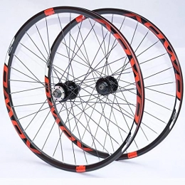 Yuanfang Spares Yuanfang NUE Mountain Bike Wheel Set 26 / 27.5 / 29inch Aluminum Alloy Rim Cassette Hub Disc Brake Quick Release Support 8-10 Speed Red Trademark(A pair of wheels) CN (Size : 26")