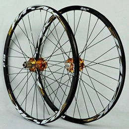 Yuanfang Spares Yuanfang NUE Mountain Bike Wheelset 26 / 27.5 / 29 Inch Disc Brake Aluminum Alloy Rim Quick Release Cassette Freewheel NOVATEC Gold Hub+Gold Lable(Front+Rear Wheel) CN (Size : 27.5")