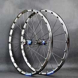 Yuanfang Spares Yuanfang Quick Release Mountain Bike Wheel Set Straight-pull 24-hole 4 Bearing Disc Brake 26" / 27.5" 3-sides CNC Aluminum Rim Black+Blue Hub Drum(A Pair Wheels) (Size : 26")