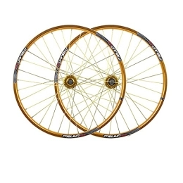 YUDIZWS Spares YUDIZWS Bike Wheelset 26 Aluminum Alloy Rim 32 Holes Disc Brake MTB Wheels Suitable For 7-9 Speed Flywheel Quick Release Axles Bicycle Accessory (Color : Gold, Size : 26inch)