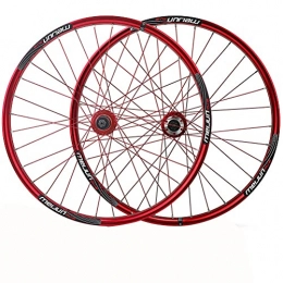 YUDIZWS Mountain Bike Wheel YUDIZWS Bike Wheelset 26 Inch Disc Brake 32 Holes Mountain Cycling Wheels Aluminum Alloy 7-8-9-10 Speed Freewheels Quick Release Cassette Ball Bearing (Color : Red)