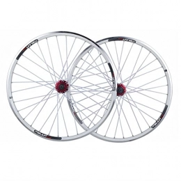 YUDIZWS Mountain Bike Wheel YUDIZWS Mountain Bike Wheelset 26inch Disc / V Brake Bicycle Wheels 32 Holes Aluminum Alloy Suitable For 7-10 Speed Flywheel Quick Release (Color : White)
