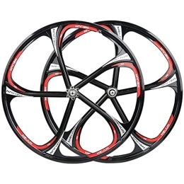 YUDIZWS Mountain Bike Wheel YUDIZWS MTB Wheelset 26 Inch Magnesium Alloy Rims Hub Disc Brake Bicycle Wheels Compatible With 7 / 8 / 9 / 10 Speed Cassette Quick Release (Color : Black, Size : 6knife)