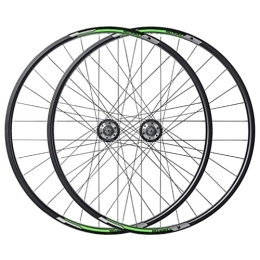 YUISLE MTB Disc Brake Wheelset 27.5'' Mountain Bike Rim Quick Release Front Rear Wheels Bicycle Wheelset 32H Hub For 7/8/9/10 Speed Cassette (Color : Green, Size : 27.5'')