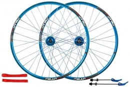 YZU Spares YZU 26 Inch Mountain Bike Wheelset, Cycling Wheels Alloy Double Wall Rim Disc Brake Quick Release Sealed Bearings 7 8 9 10 Speed 32H, Blue, 26inch