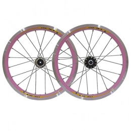 Zatnec Spares Zatnec 16 Inch Mountain Bike Wheelset MTB Bicycle Wheels Double Wall Alloy Rim Cassette Hub V Brake Quick Release Front Rear 11 Speed (Color : Pink)