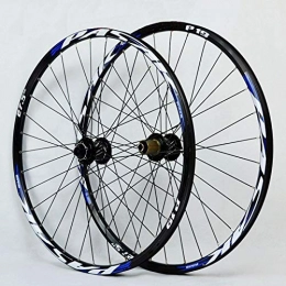 Zatnec Spares Zatnec 26 27.5 29 Inch Bike Wheelset, Mountain Bicycle Wheels Double Layer Alloy Rim Quick Release / Thru Axle Dual Purpose Disc Brake 7-11 Speed (Color : Blue Hub blue logo, Size : 29inch)